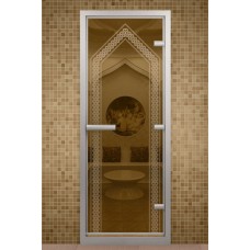 Дверь для турецкой бани, серия "Дастархан", стекло бронза